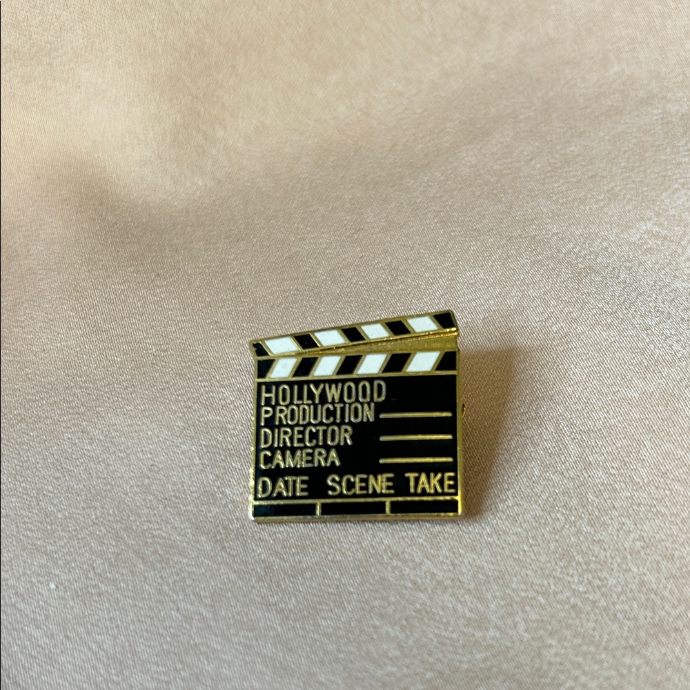 Gold Square Enamel Pin with Bar Clasp